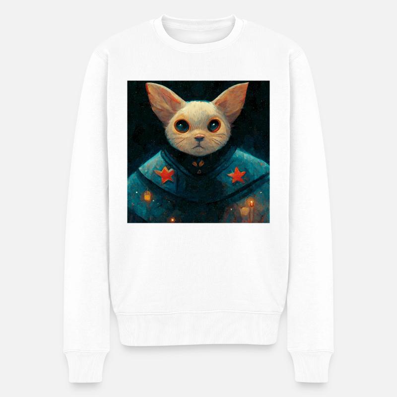 Astronautenkatze - Männer Premium Bio Pullover - Weiß