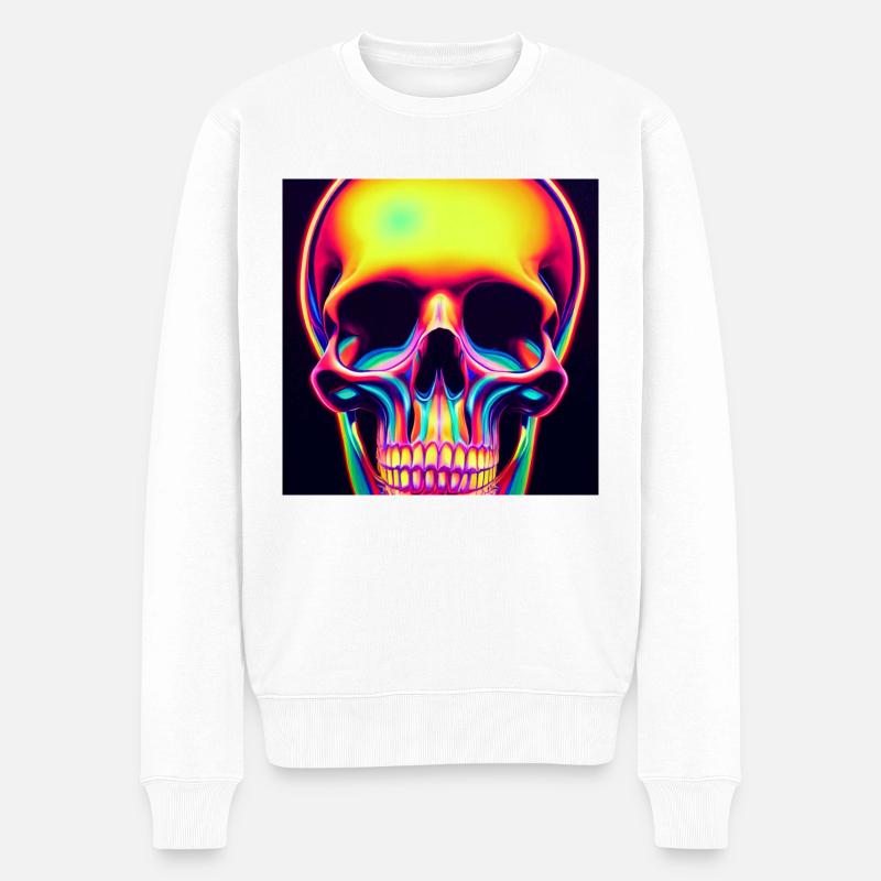 Disco-schädel - Männer Premium Bio Pullover - Weiß