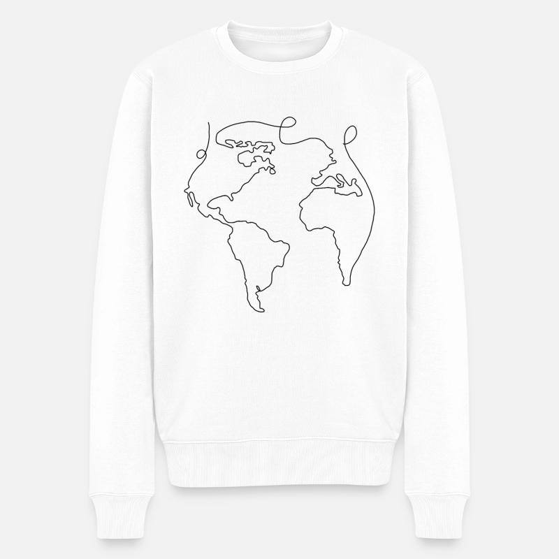 Weltkarte - Männer Premium Bio Pullover - Weiß