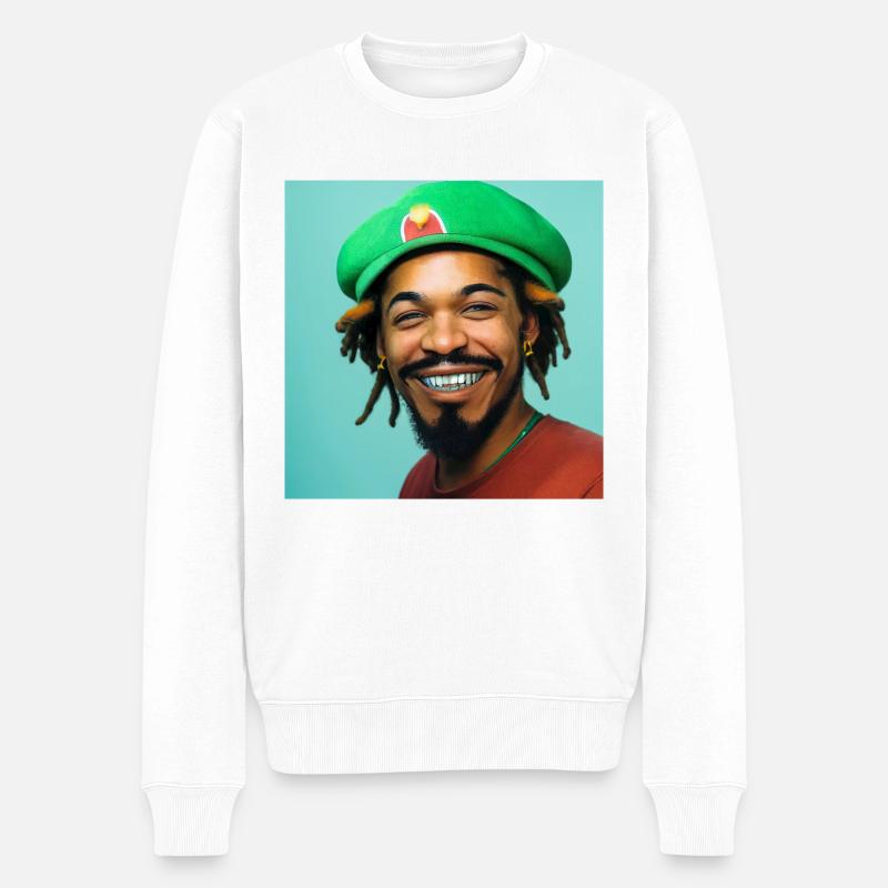 Rastafari-porträt - Männer Premium Bio Pullover - Weiß