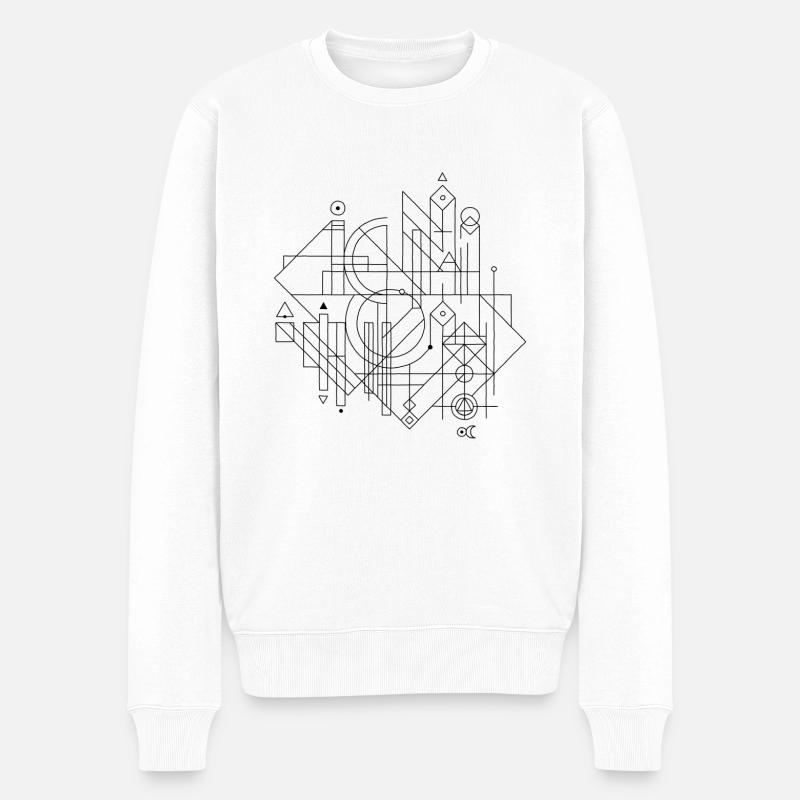 Abstract Lines - Männer Premium Bio Pullover - Weiß