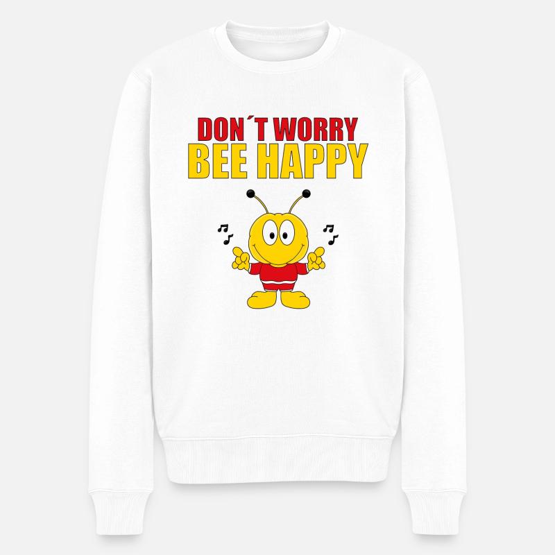DON´T WORRY BEE HAPPY - BIENE - MUSIK - TIERISCH - Männer Premium Bio Pullover - Weiß