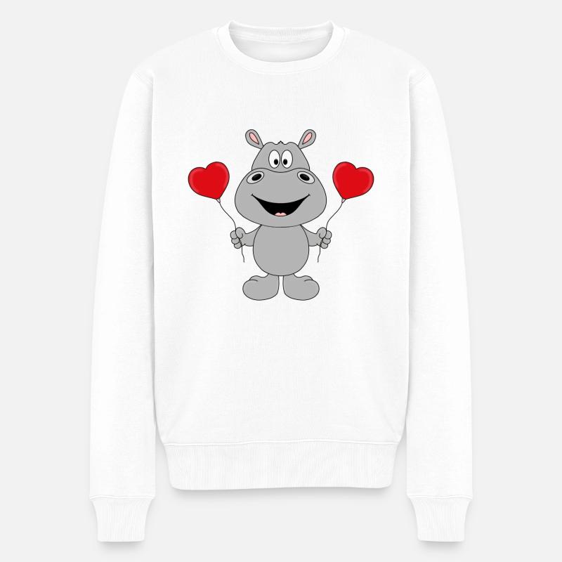 NILPFERD - LUFTBALLONS - LIEBE - TIERISCH - TIER - Männer Premium Bio Pullover - Weiß