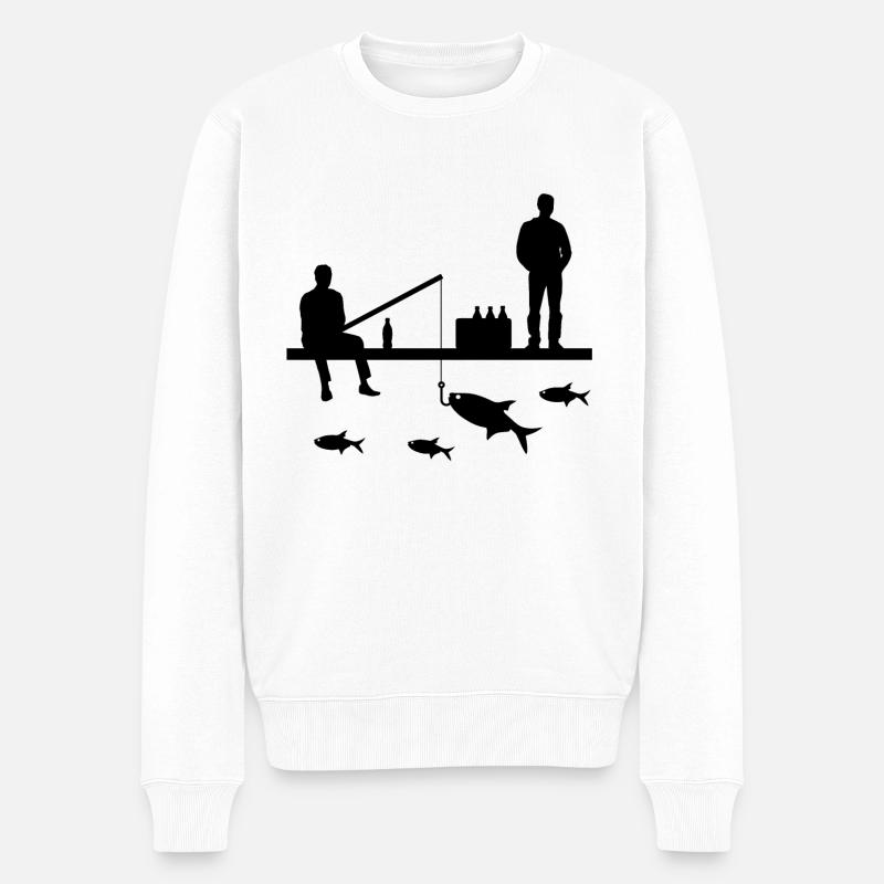 Angeln - Männer Premium Bio Pullover - Weiß