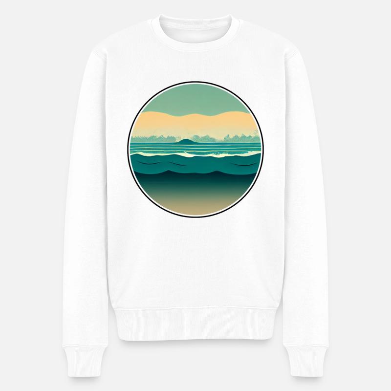 Blue Sky Waves / Blauer Himmel und Wellen - Männer Premium Bio Pullover - Weiß