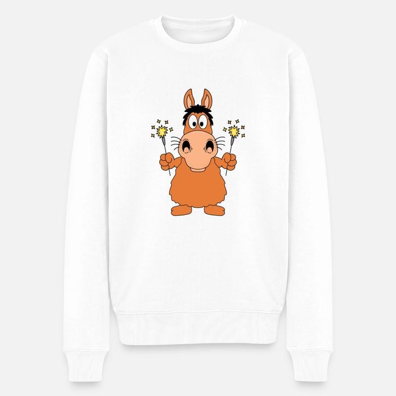 WUNDERKERZEN - PFERD - PONY - SILVESTER - NEUJAHR - Männer Premium Bio Pullover - Weiß
