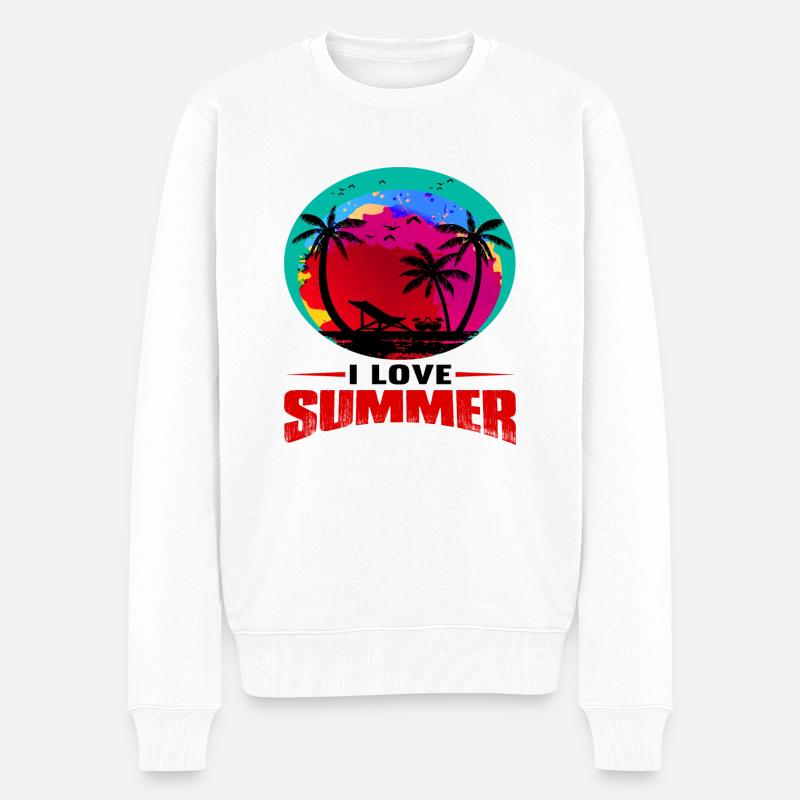 I love Summer - Männer Premium Bio Pullover - Weiß