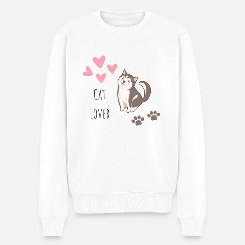 Cat Lover, amoureux des chats - Pull Premium bio Homme - blanc