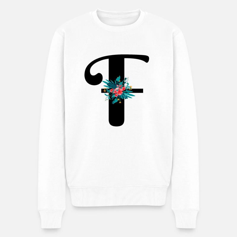 lettre F fleuris - Pull Premium bio Homme - blanc
