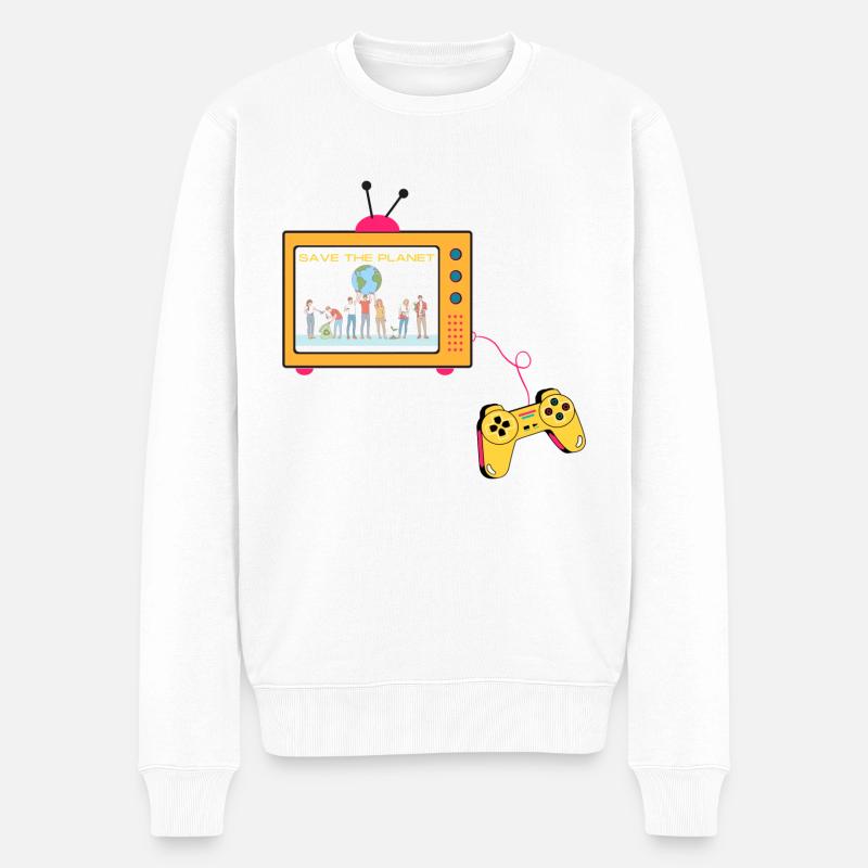 Save the Planet - Männer Premium Bio Pullover - Weiß