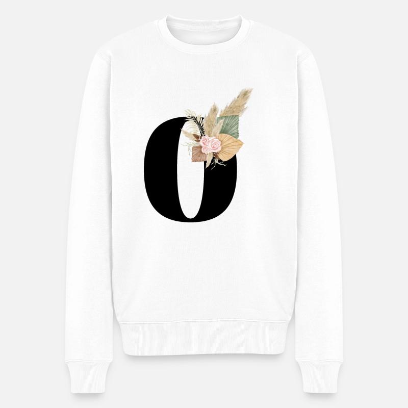 lettre O fleuris - Pull Premium bio Homme - blanc