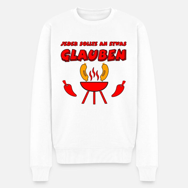 Grillen - Männer Premium Bio Pullover - Weiß