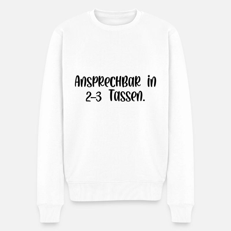 Ansprechbar in 2 3 Tassen - Männer Premium Bio Pullover - Weiß