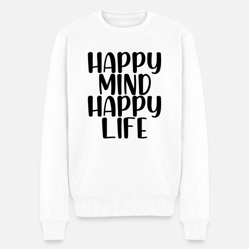 heureux vie heureuse - Pull Premium bio Homme - blanc
