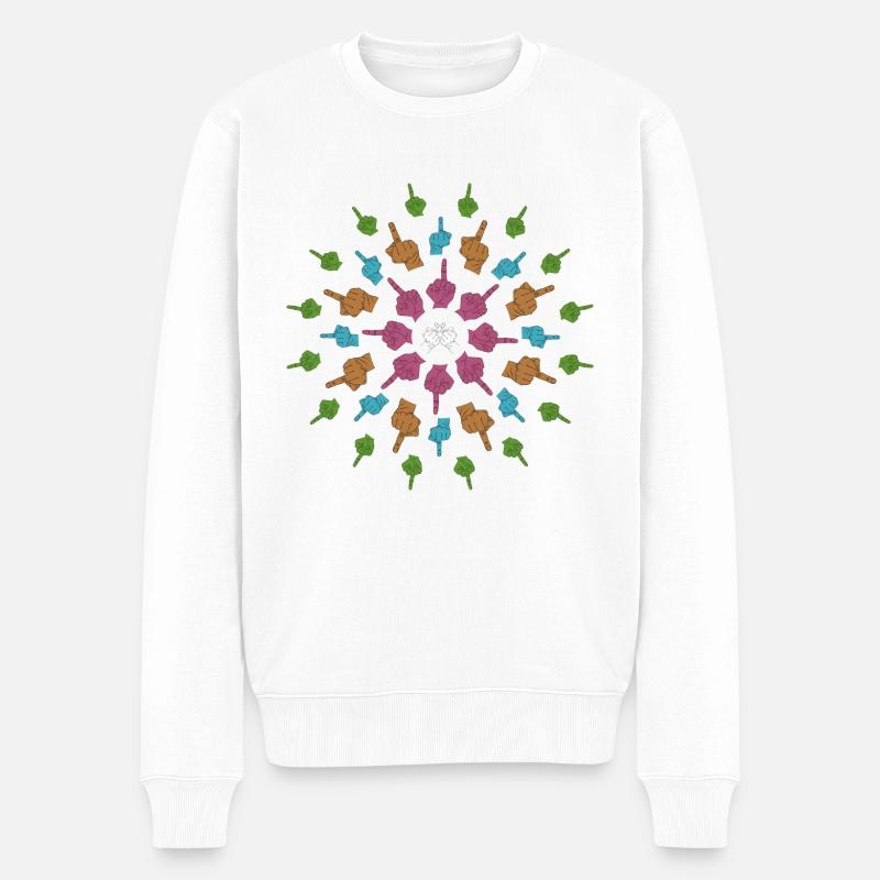 Finger-Mandala - Männer Premium Bio Pullover - Weiß