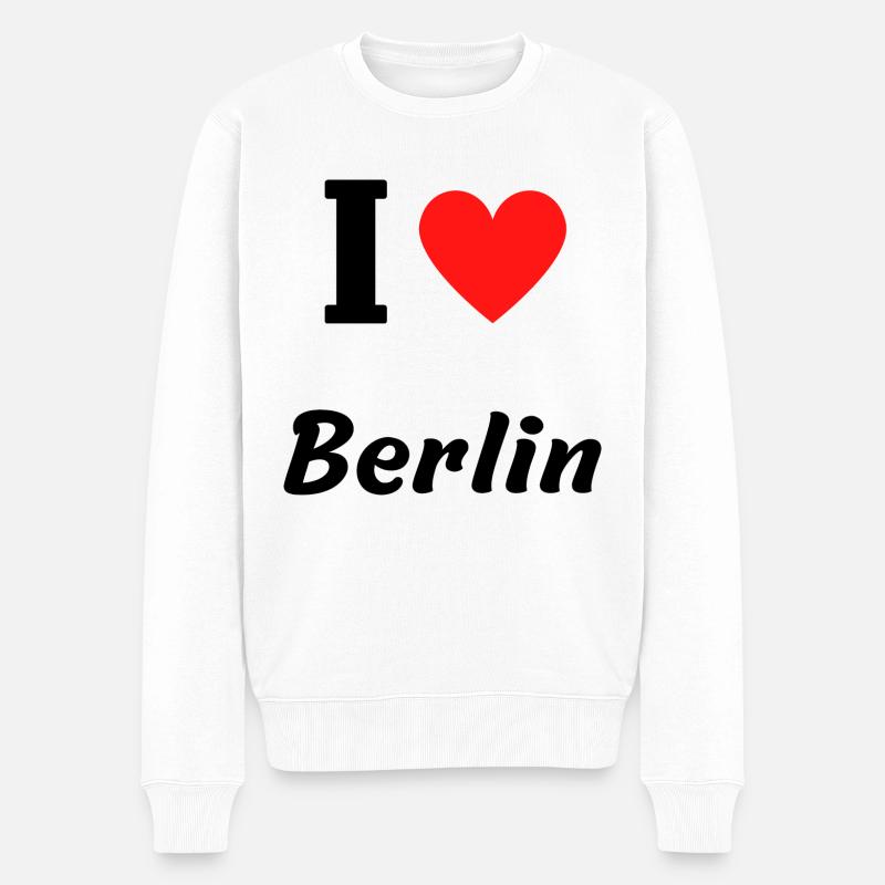 I love Berlin - Männer Premium Bio Pullover - Weiß
