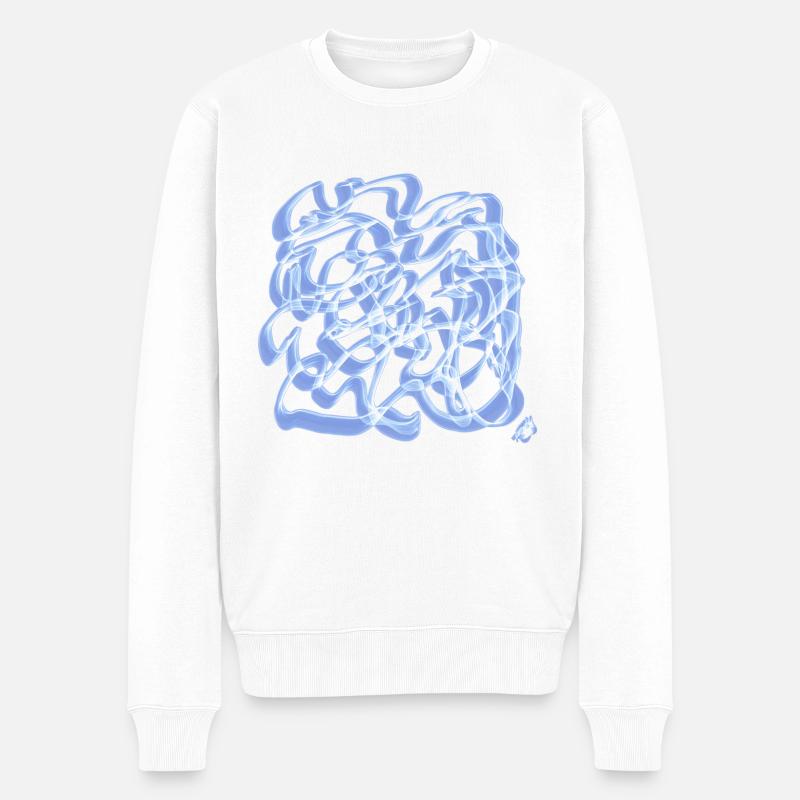 Abstraktes Blau - Männer Premium Bio Pullover - Weiß