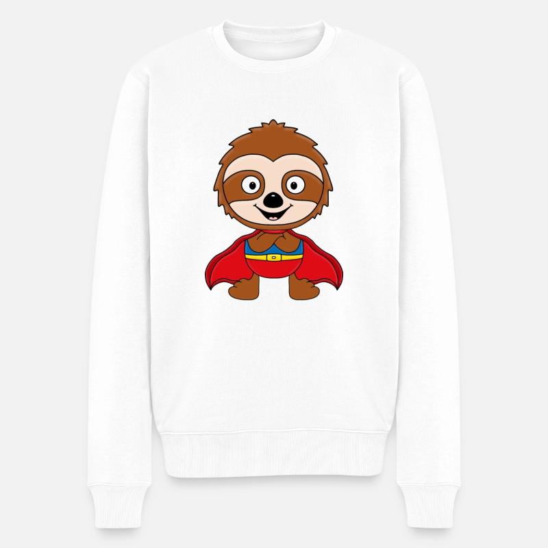 FAULTIER - SUPERHELD - TIER - TIERISCH - Männer Premium Bio Pullover - Weiß