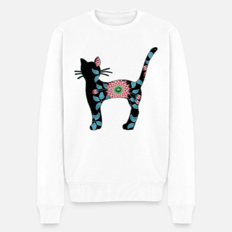 Katze - Männer Premium Bio Pullover - Weiß