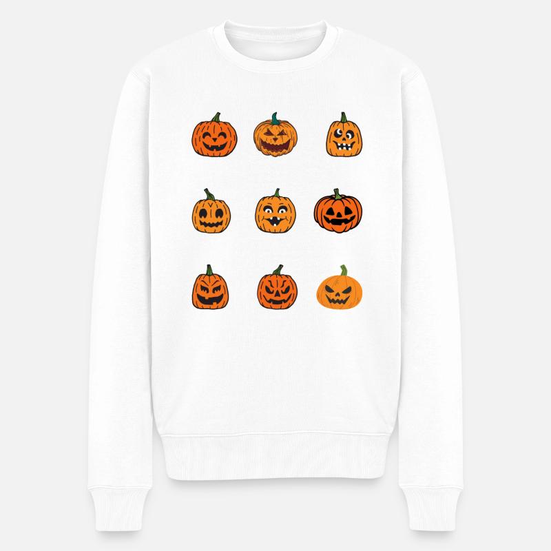 Halloween Kürbis - Männer Premium Bio Pullover - Weiß