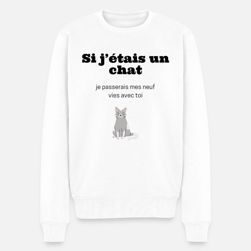 Tee-shirt drague chat vie - Pull Premium bio Homme - blanc