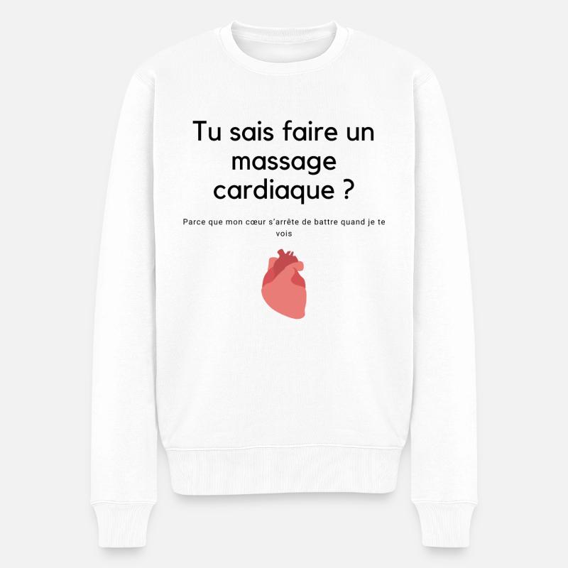 Tee-shirt drague massage cardiaque - Pull Premium bio Homme - blanc