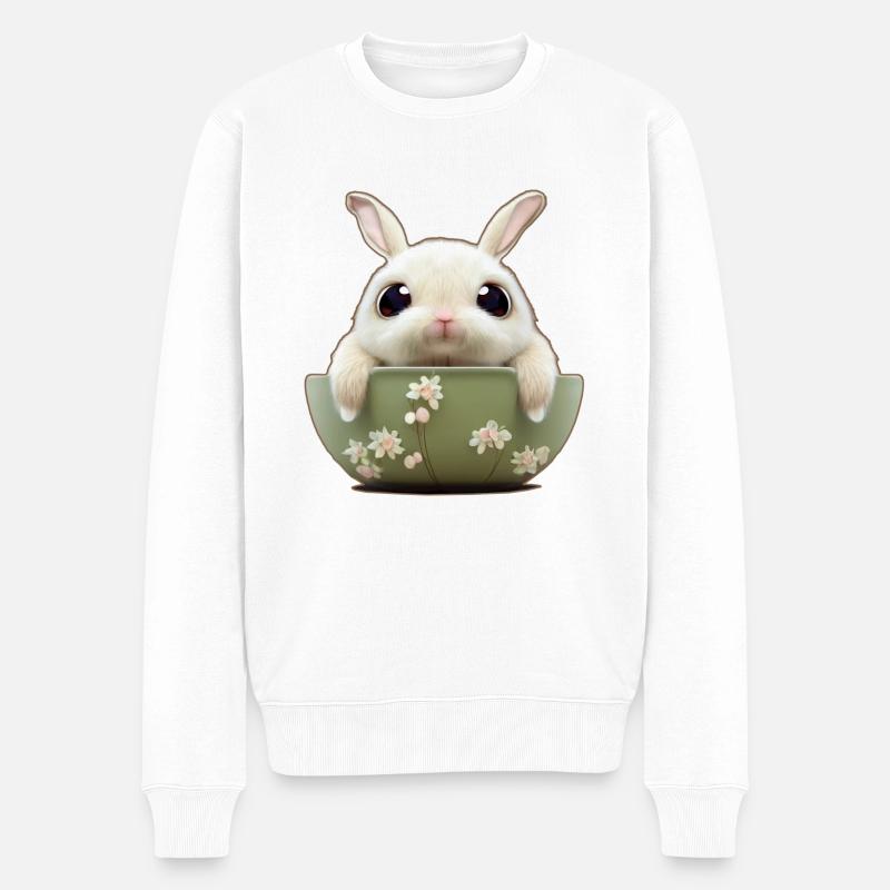 Lapin doux en coquille - Pull Premium bio Homme - blanc