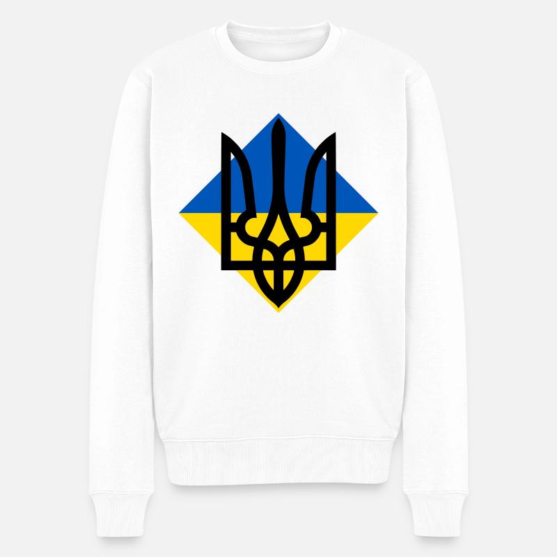Ukraine - Männer Premium Bio Pullover - Weiß