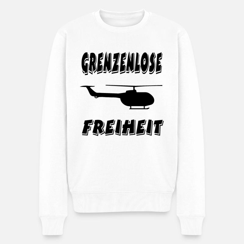 Hubschrauber - Männer Premium Bio Pullover - Weiß