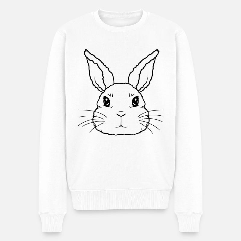 Gesicht niedlicher kleiner Hase - Männer Premium Bio Pullover - Weiß