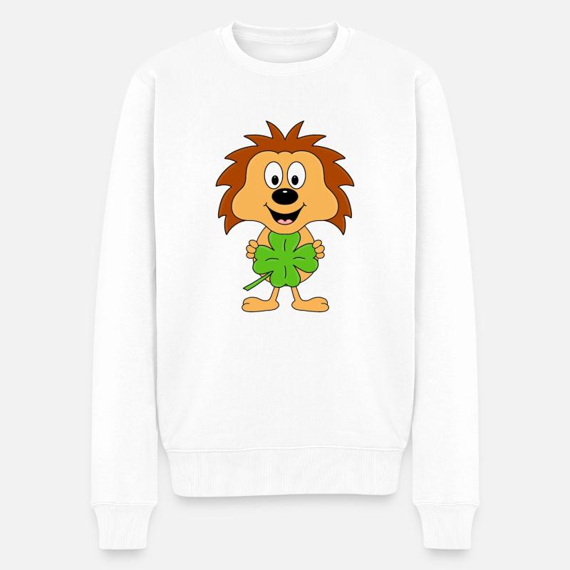 KLEEBLATT - GLÜCKSBRINGER - IGEL - TIER - Männer Premium Bio Pullover - Weiß