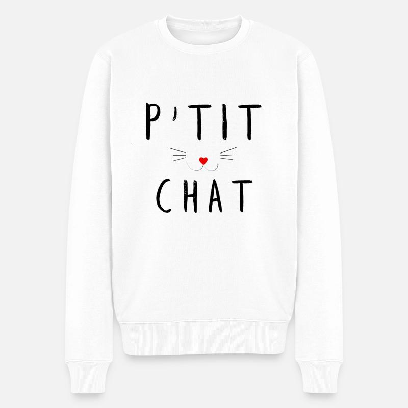 P'tit chat - Pull Premium bio Homme - blanc
