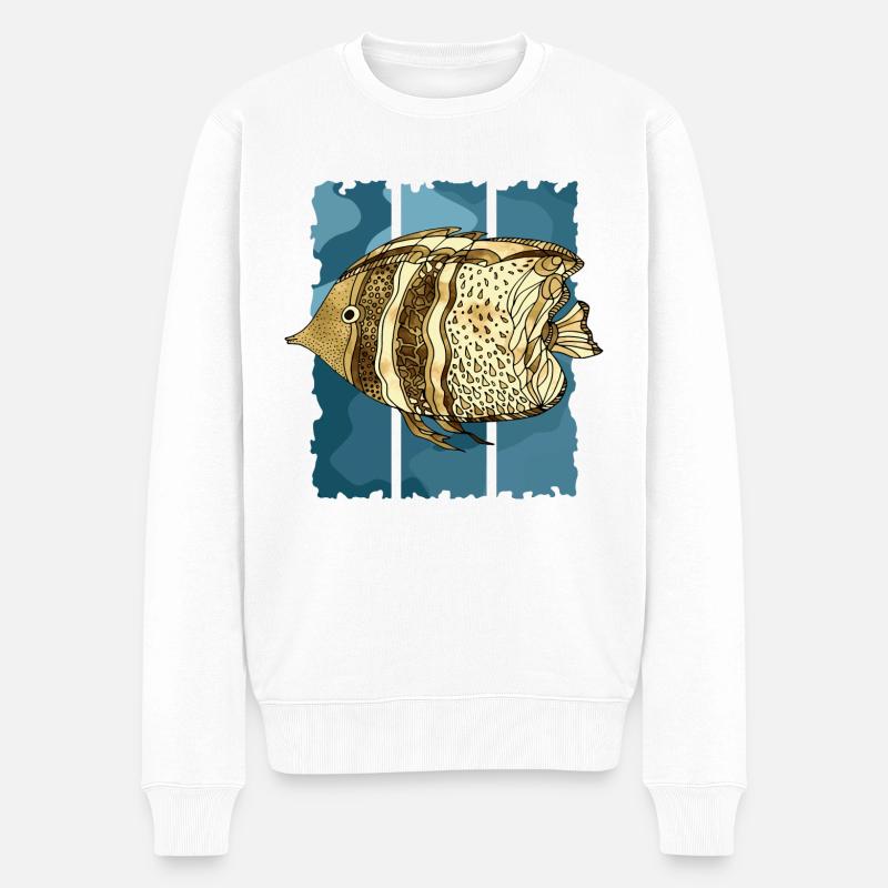 Fisch - Männer Premium Bio Pullover - Weiß