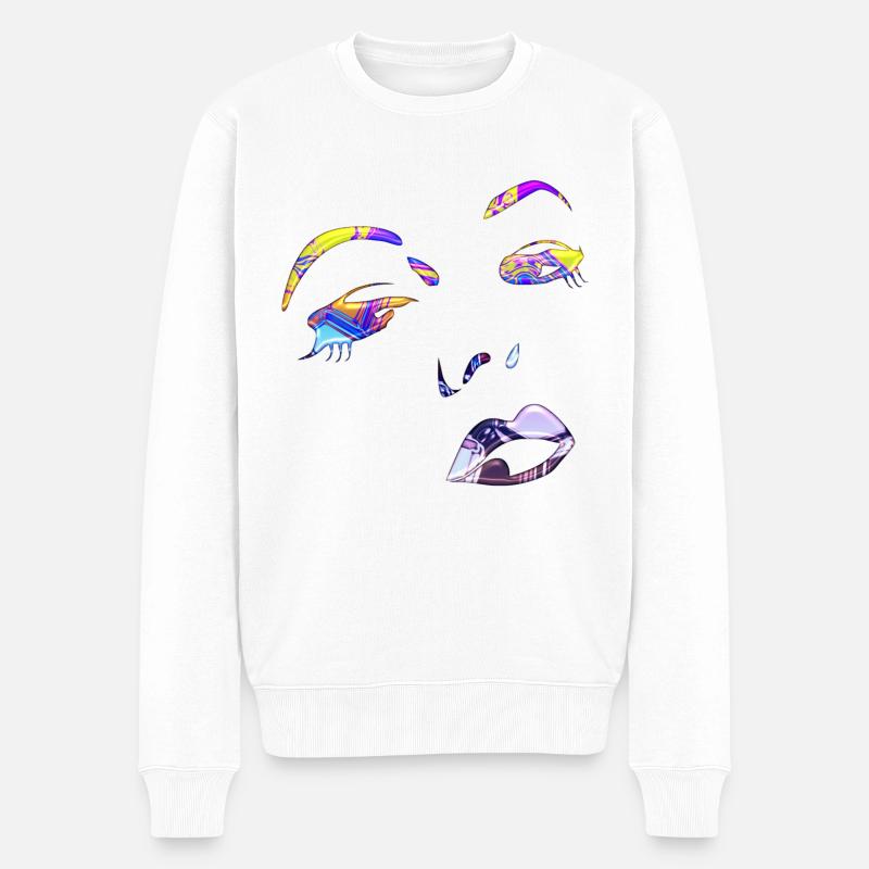 Frauen Gesicht Gesicht Liebe - Männer Premium Bio Pullover - Weiß