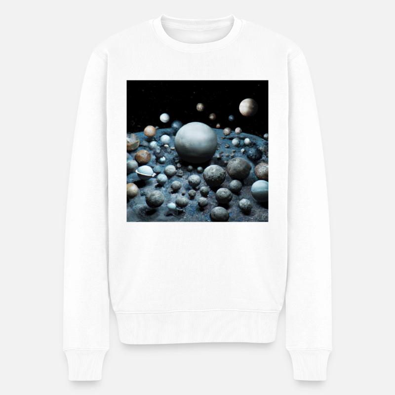Planeten und Sterne - Männer Premium Bio Pullover - Weiß
