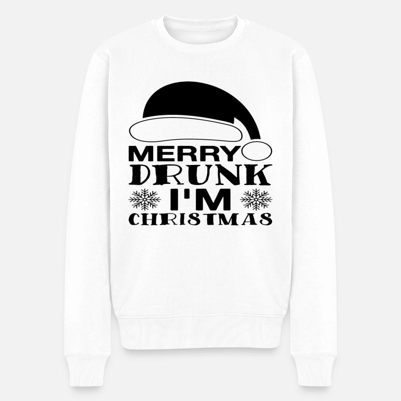 Merry Drunk I´m Christmas - Männer Premium Bio Pullover - Weiß