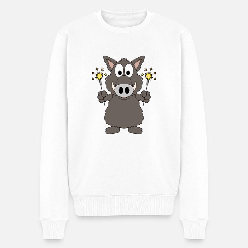 WILDSCHWEIN - EBER - KEILER - WUNDERKERZEN - Männer Premium Bio Pullover - Weiß