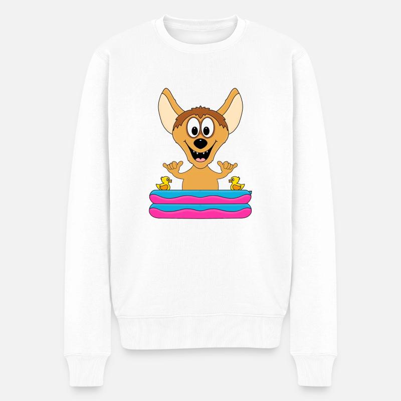 HYÄNE - POOL - PLANSCHBECKEN - TIERISCH - SHAKA - Männer Premium Bio Pullover - Weiß