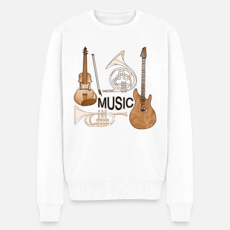Musikinstrumente - Männer Premium Bio Pullover - Weiß