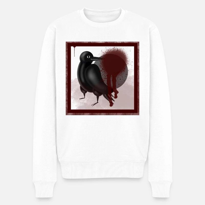 Dark Raven Jackdaw Bird en noir - Pull Premium bio Homme - blanc