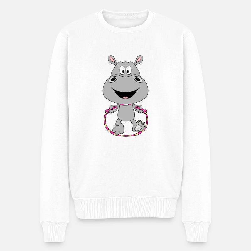 SEILSPRINGEN - SPRINGSEIL - NILPFERD - BABY - Männer Premium Bio Pullover - Weiß