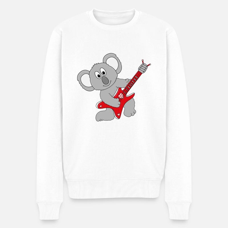 GITARRE - MUSIK - KOALA - TIER - KIND - BABY - Männer Premium Bio Pullover - Weiß