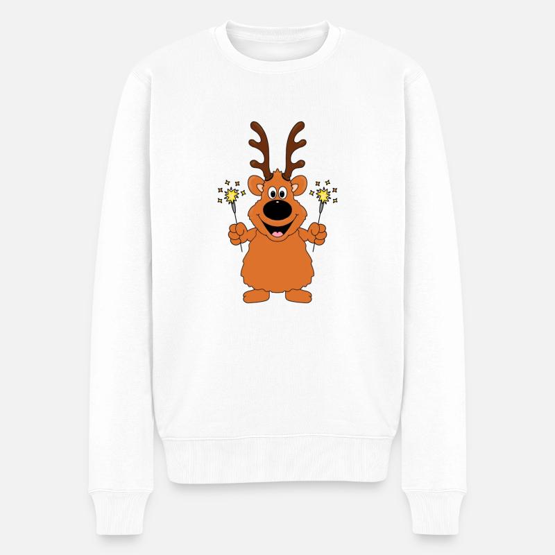 REH - RENTIER - WUNDERKERZEN - NEUJAHR - SILVESTER - Männer Premium Bio Pullover - Weiß