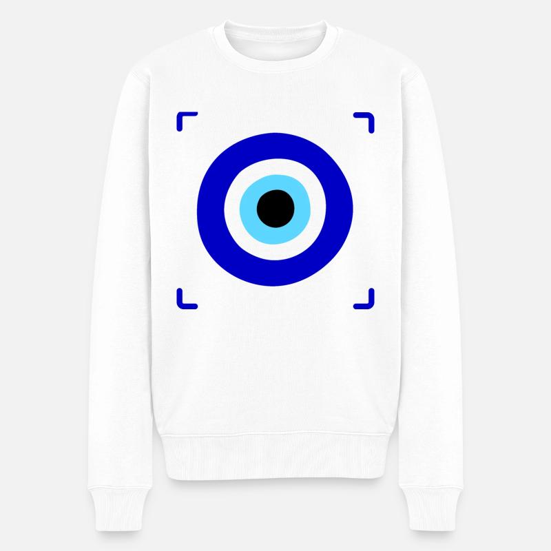 Marokkanisches blaues Auge - Männer Premium Bio Pullover - Weiß
