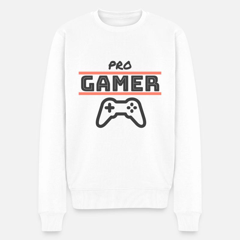 Pro Gamer - Männer Premium Bio Pullover - Weiß