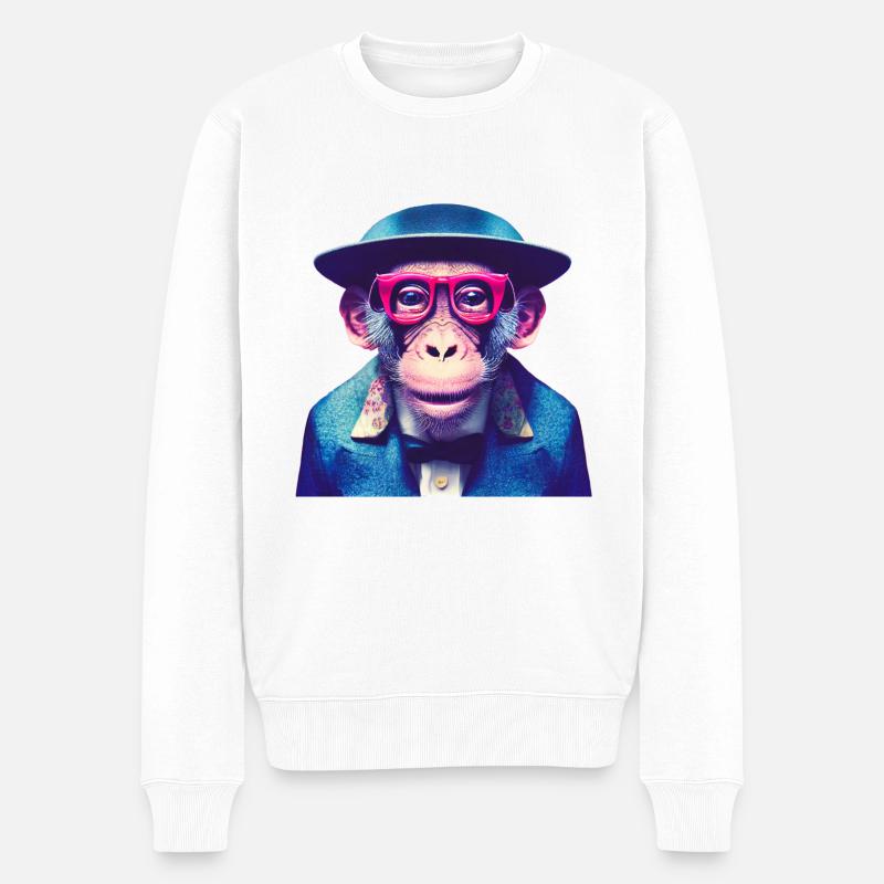 Cooler Affe - Männer Premium Bio Pullover - Weiß