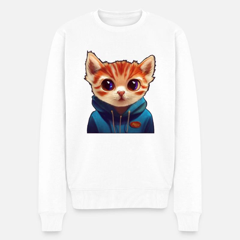 Kitten mit Pullover - Männer Premium Bio Pullover - Weiß