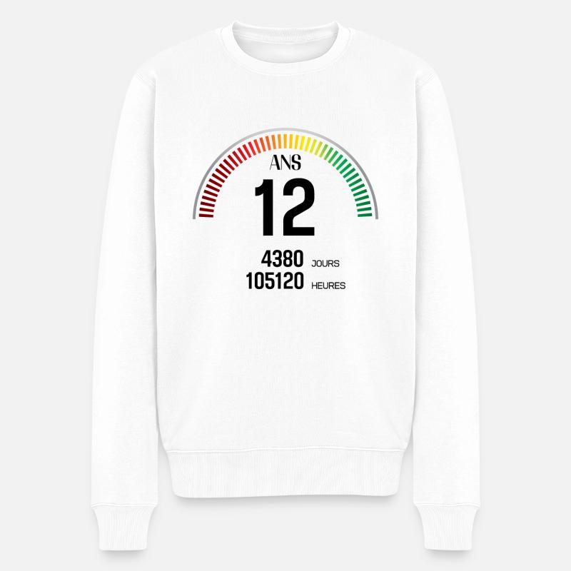 Anniversaire 12 ans Compteur - Pull Premium bio Homme - blanc