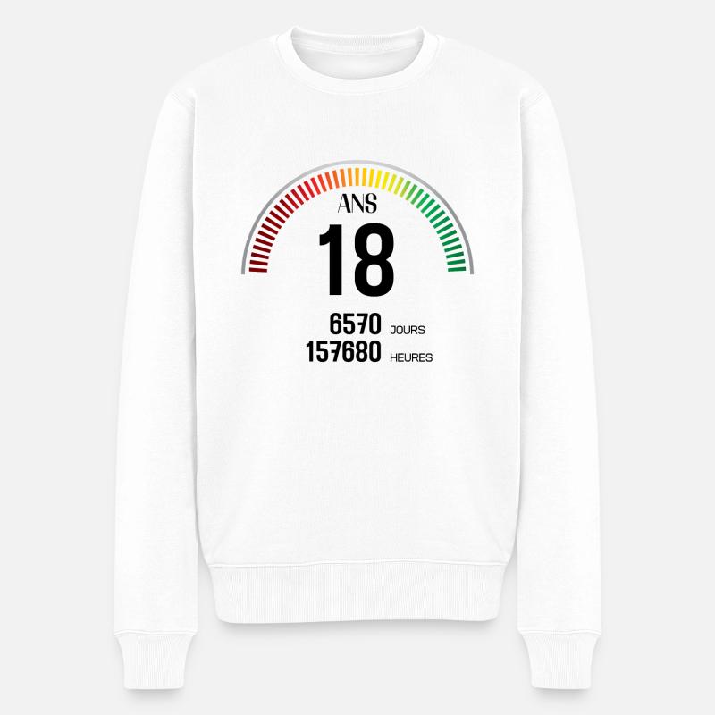 Anniversaire 18 ans Compteur - Pull Premium bio Homme - blanc