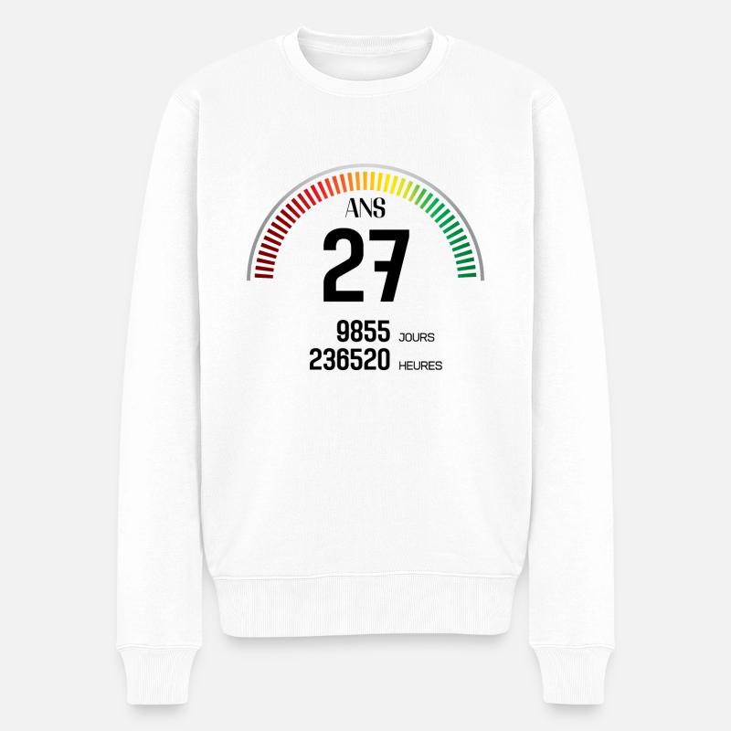 Anniversaire 27 ans Compteur - Pull Premium bio Homme - blanc